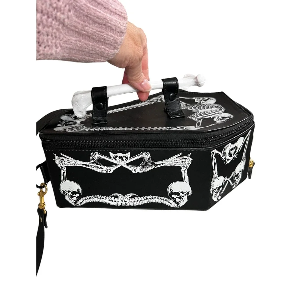 Kreepsville 666 Coffin Purse Skeleton Goth Bone Handle Crossbody Bag